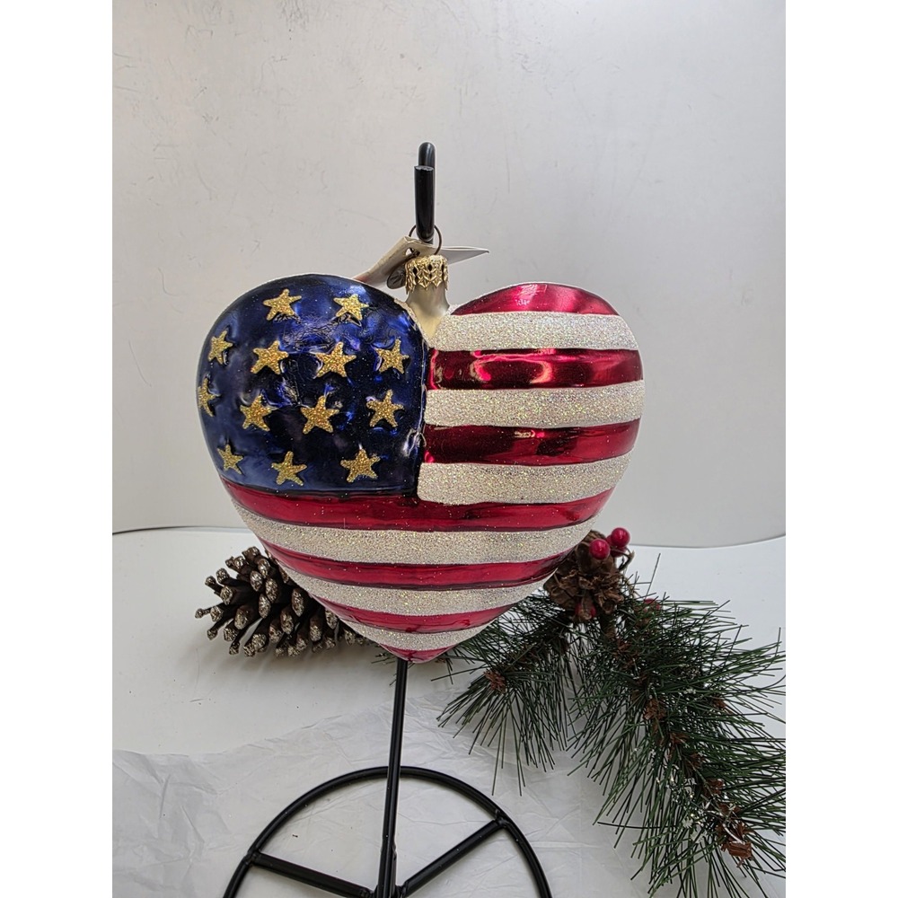 2001 Christopher Radko Brave Heart 01-0594-0 9/11 Red Cross Flag Ornament Tag
